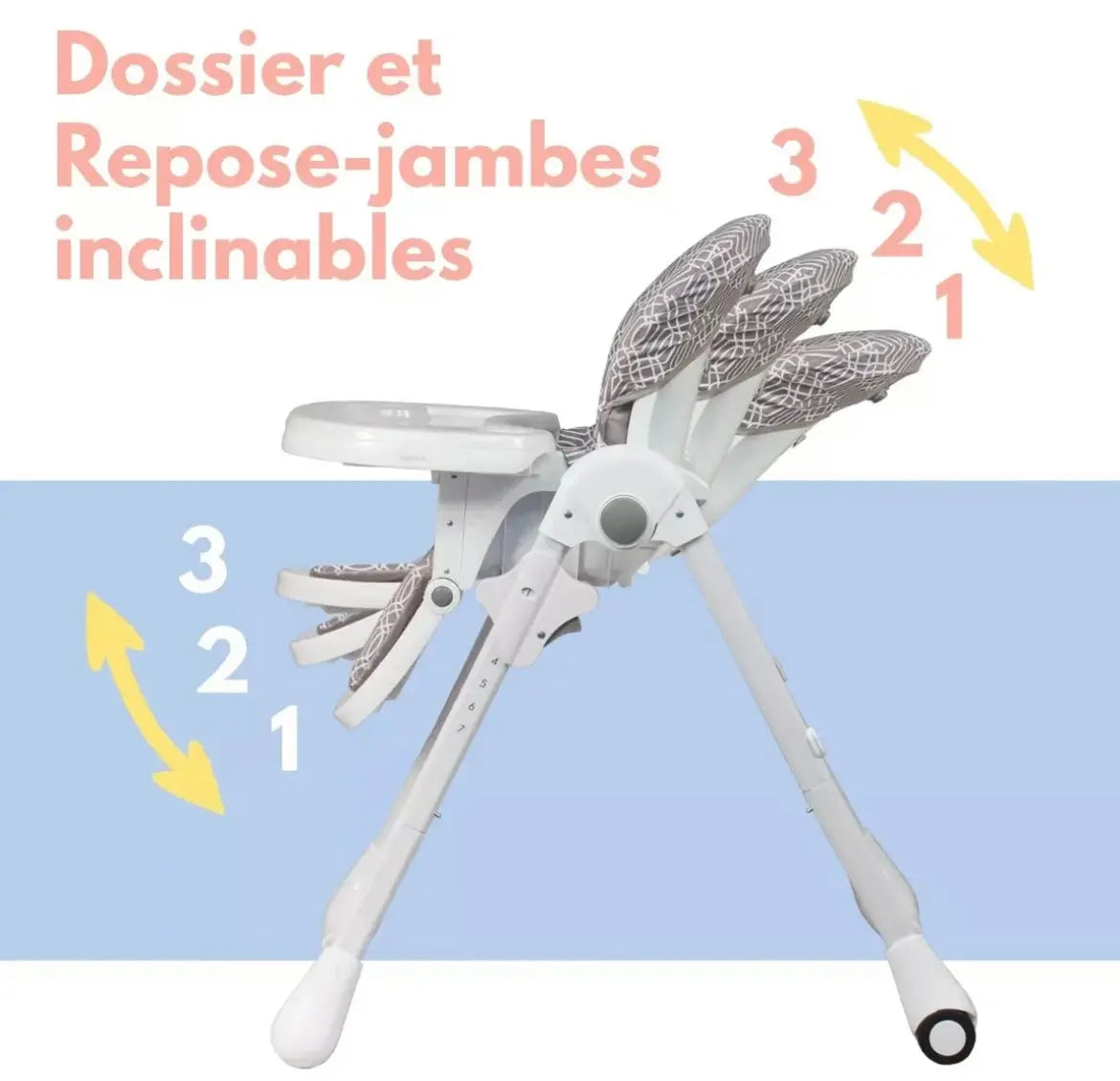 Chaise Haute - Grise à Motif Looping