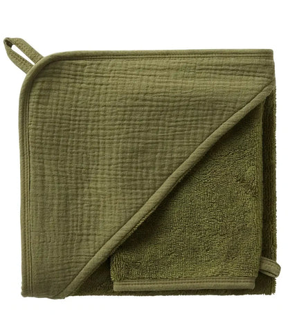 Cape de bain en bambou (avec gant) - KAKI BB&co