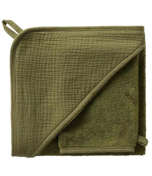 Cape de bain en bambou (avec gant) - KAKI BB&co