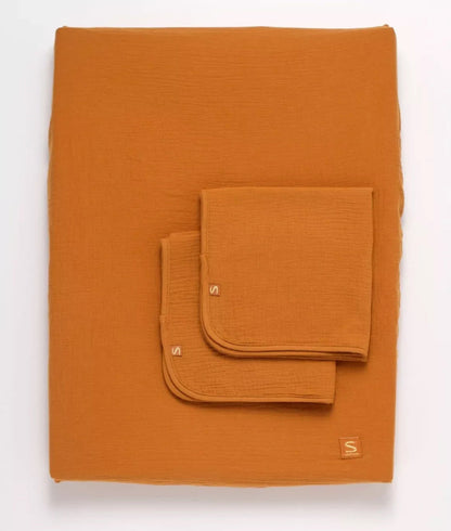 Housse de matelas à langer et linges en gaze de coton - ORSINO BB Cigogne