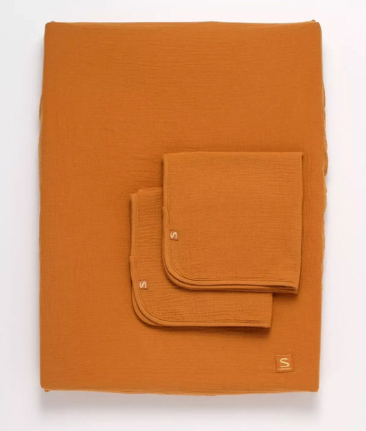 Housse de matelas à langer et linges en gaze de coton - ORSINO BB Cigogne