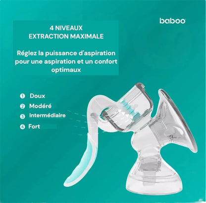 Tire-lait manuel BABOO avec 4 niveaux de puissance d'aspiration BB Cigogne