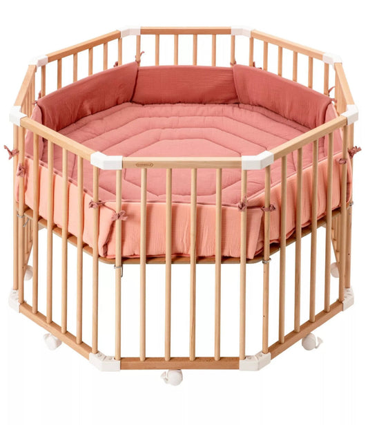 Parc Basile octogonal + tapis Rose COMBELLE