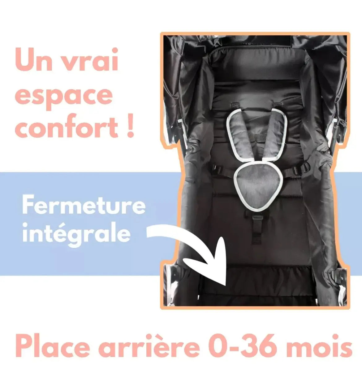 Poussette Double Grise (Habillage Pluie Inclus) Looping