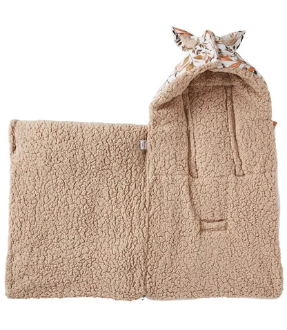 Nid d’ange en coton imp. feuillages doublé sherpa ourson BB Cigogne