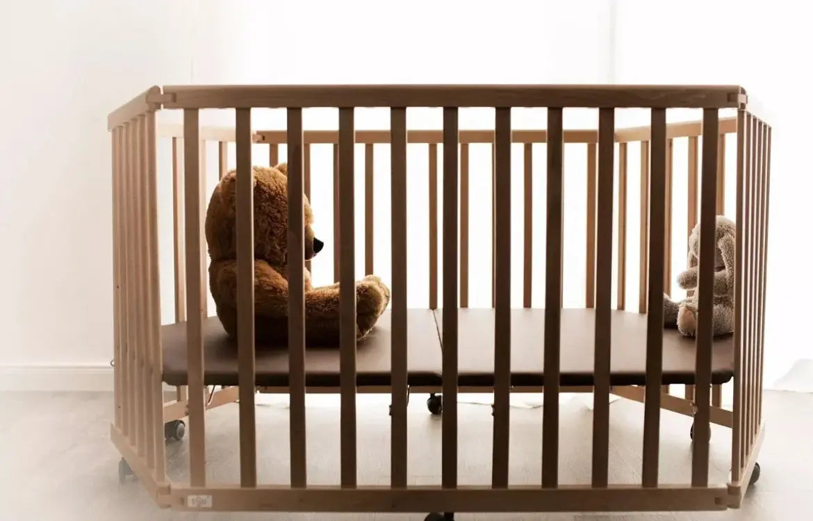 Parc bébé 6 coins Pliant - Bois de Hêtre Tissi