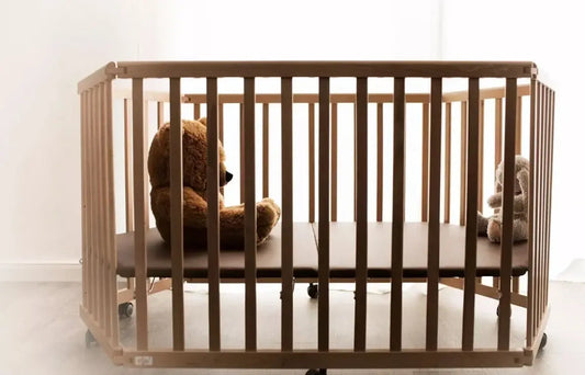 Parc bébé 6 coins Pliant - Bois de Hêtre Tissi