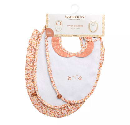 Lot 2 bavoirs - JERSEY ET POPELINE ESMEE BB Cigogne