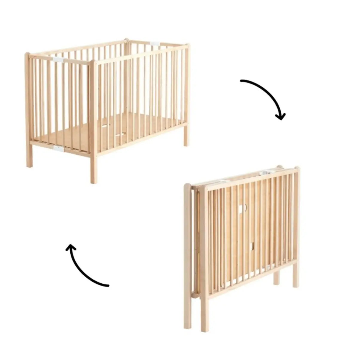 Lit pliant Roméo 60 x 120 - Vernis naturel - Combelle COMBELLE