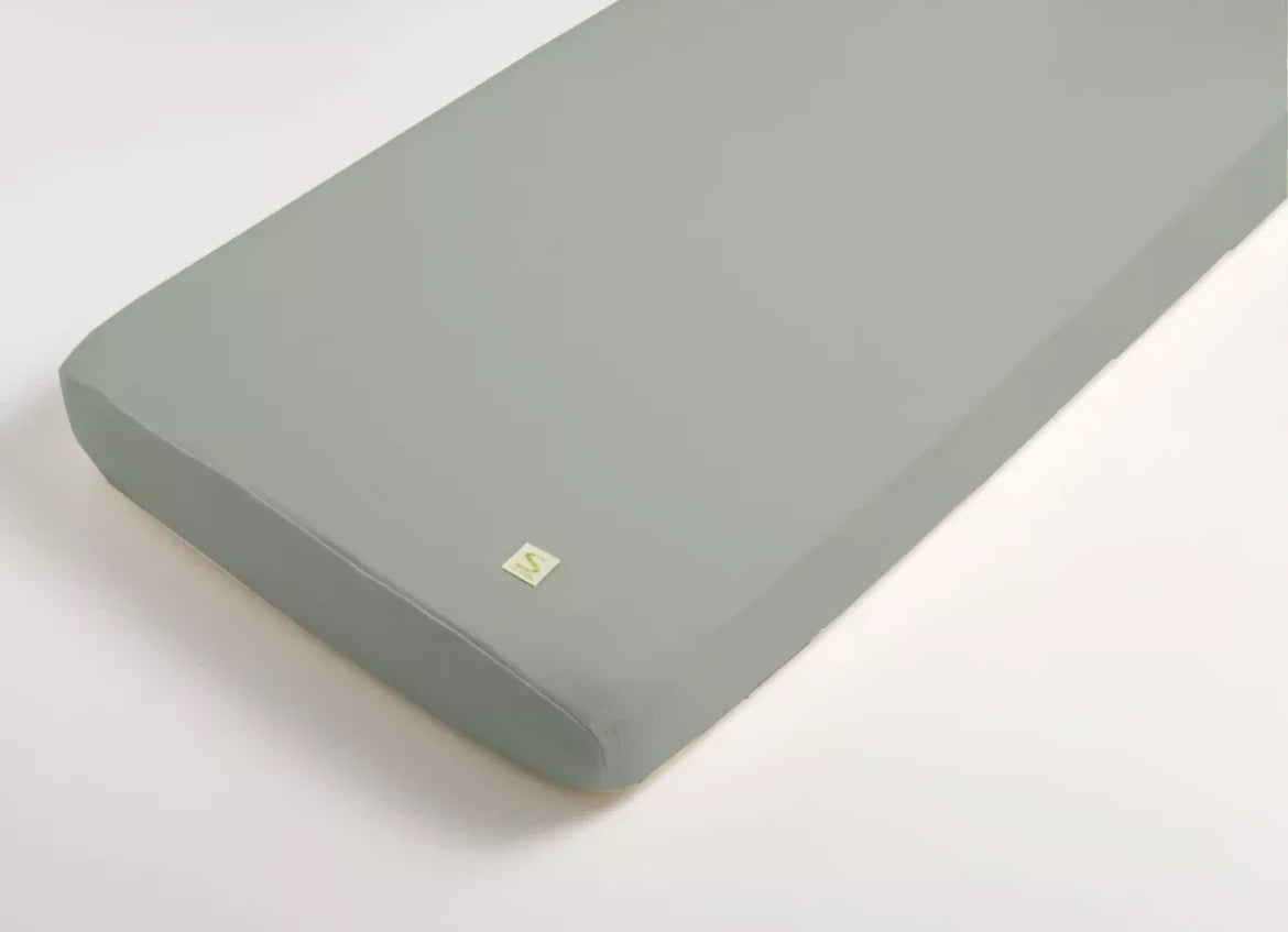 Draps housse bébé en coton bio - UNI SAUGE BB Cigogne