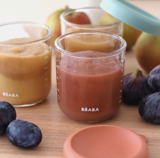 BEABA, Coffret 4 portions verre 250 ml (Sunrise color mix) BB Cigogne