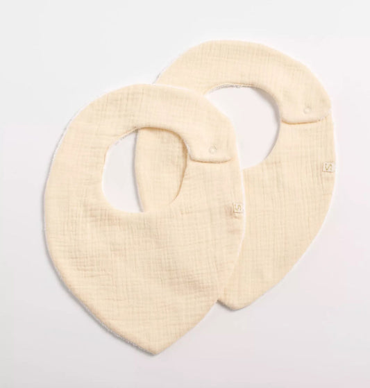 Lot 2 bavoirs - UNI VANILLA BB Cigogne