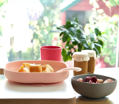 Coffret repas silicone 4 pièces BEABA - ROSE BB Cigogne