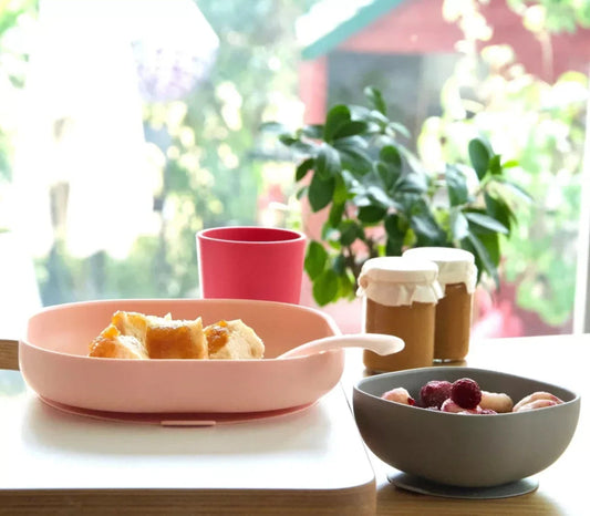 Coffret repas silicone 4 pièces BEABA - ROSE BB Cigogne