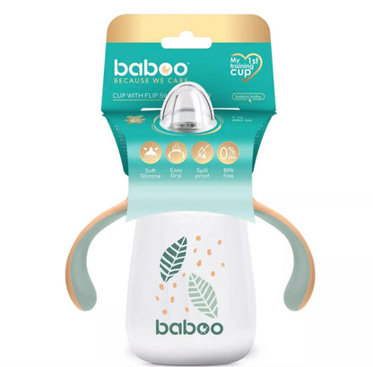 Tasse BABOO® avec bec verseur en silicone, 260 ml , pêche , 6 mois et + BB Cigogne