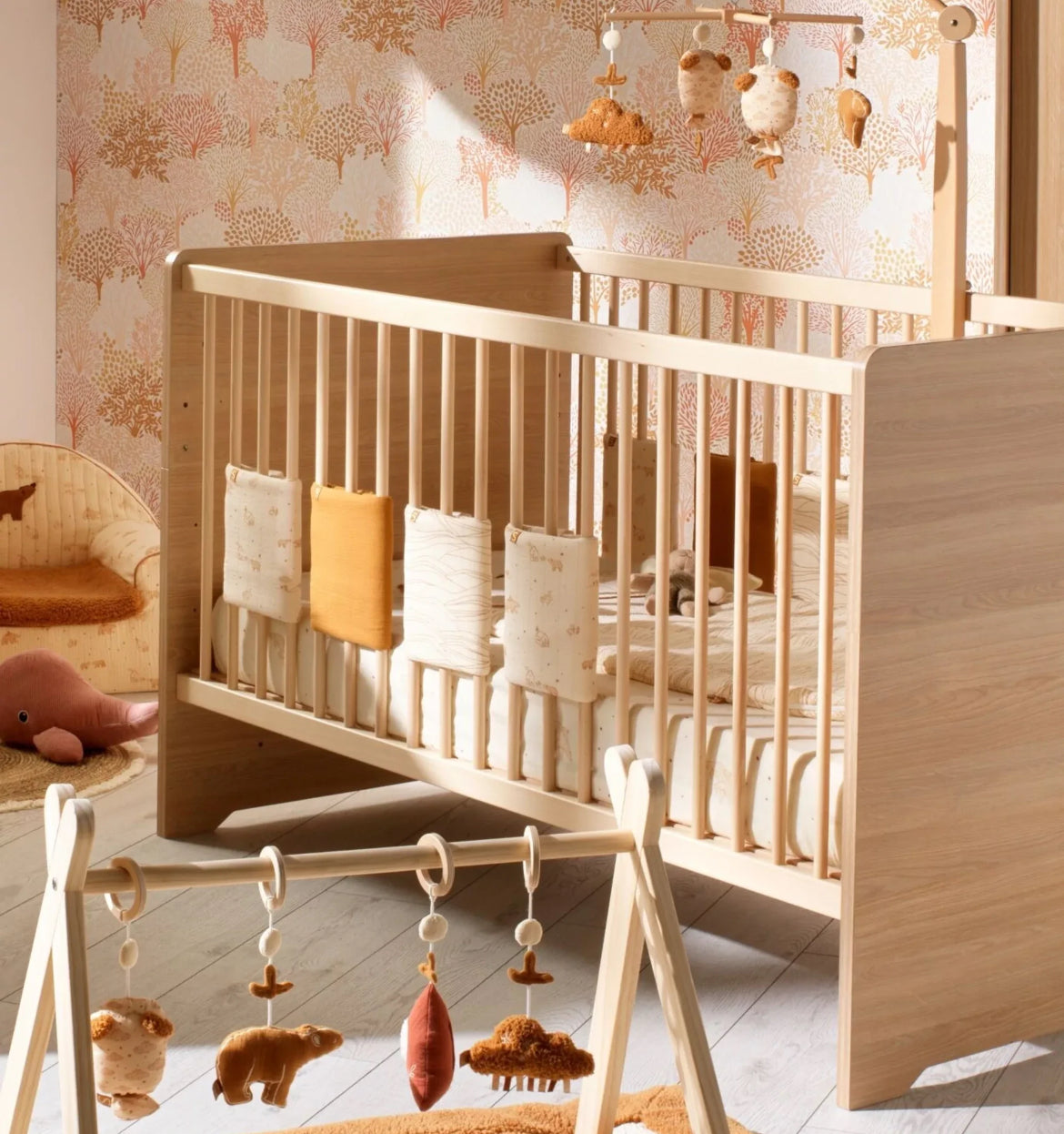 Protections de barreaux de lit en coton - ORSINO BB Cigogne