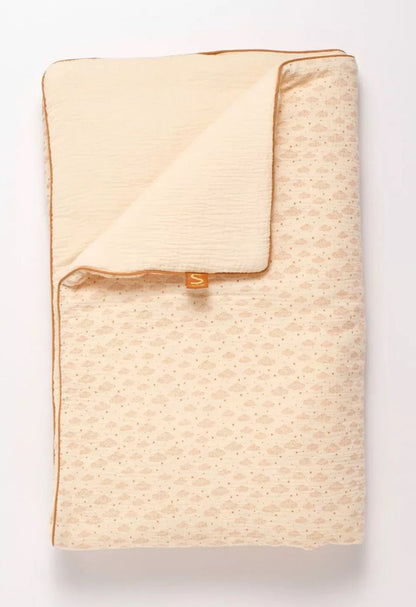 Couvre lit bébé 90x140 cm en double gaze de coton - ORSINO BB Cigogne