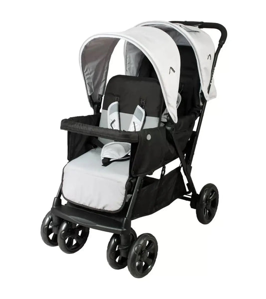 Poussette Double - Gris clair (Habillage Pluie Inclus) Looping