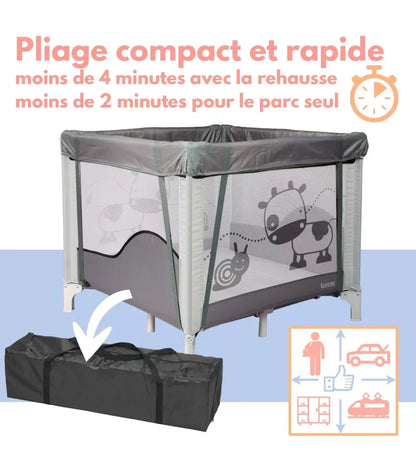 Parc/berceau bébé pliant 90 x 90cm avec Rehausse BB Cigogne