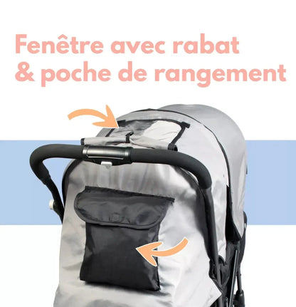 Poussette Double Grise (Habillage Pluie Inclus) Looping