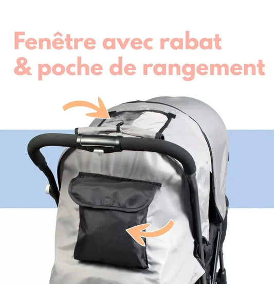 Poussette Double Grise (Habillage Pluie Inclus) Looping