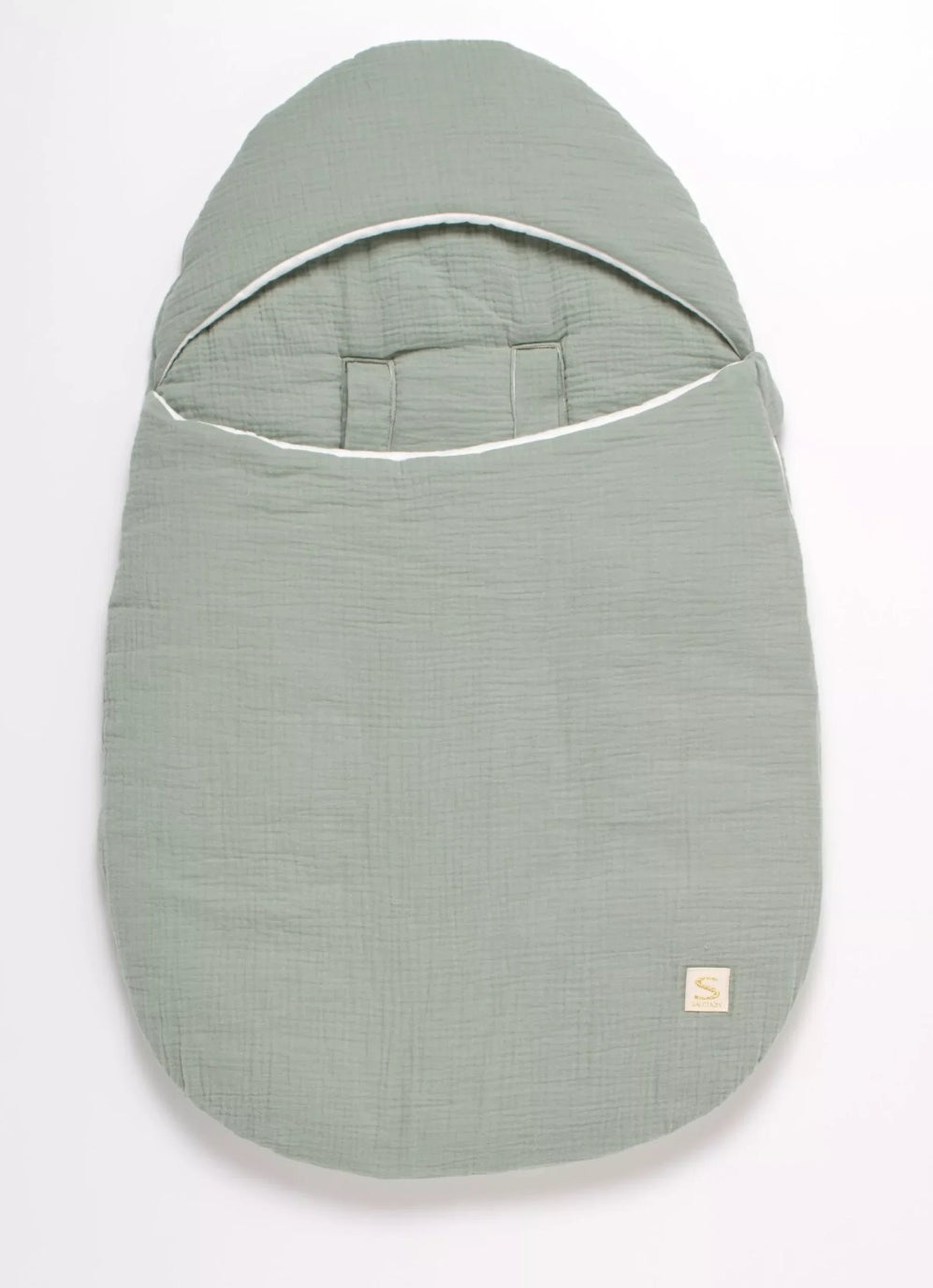 Nid d'ange bébé 5 attaches en double gaze de coton - UNI VERT SAUGE BB Cigogne