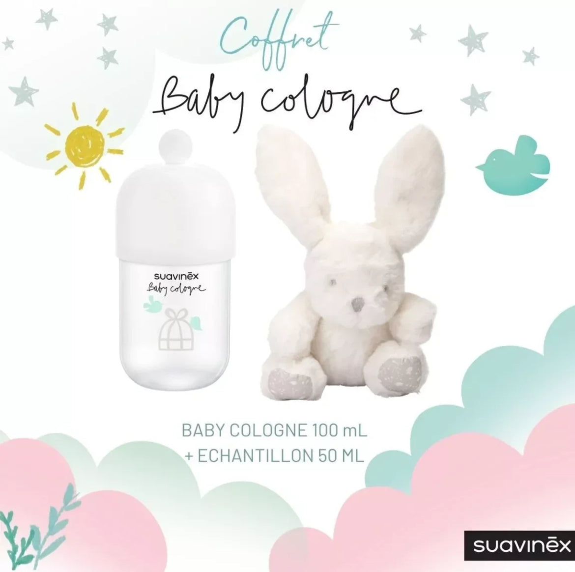 SUAVINEX, PACK PELUCHE BABY COLOGNE LIBERTY 100ML+50ML BB Cigogne