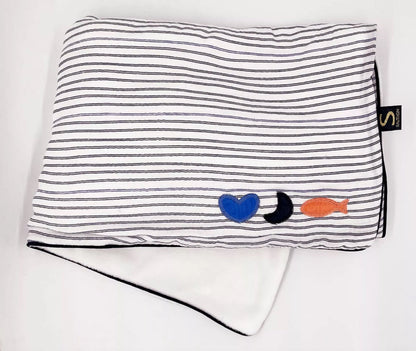 Couverture bébé 75x100cm en gaze de coton et polaire marinière - BABY SAILOR Sauthon