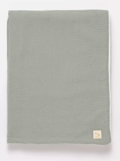 Couverture bébé en gaze de coton et polaire - UNI SAUGE BB Cigogne