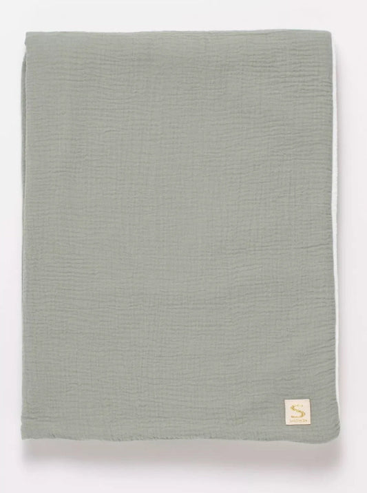 Couverture bébé en gaze de coton et polaire - UNI SAUGE BB Cigogne