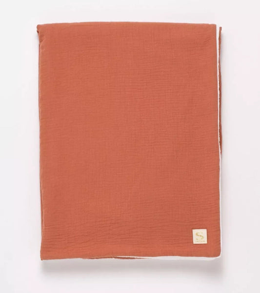 Couverture bébé en gaze de coton et polaire - TERRACOTTA BB Cigogne