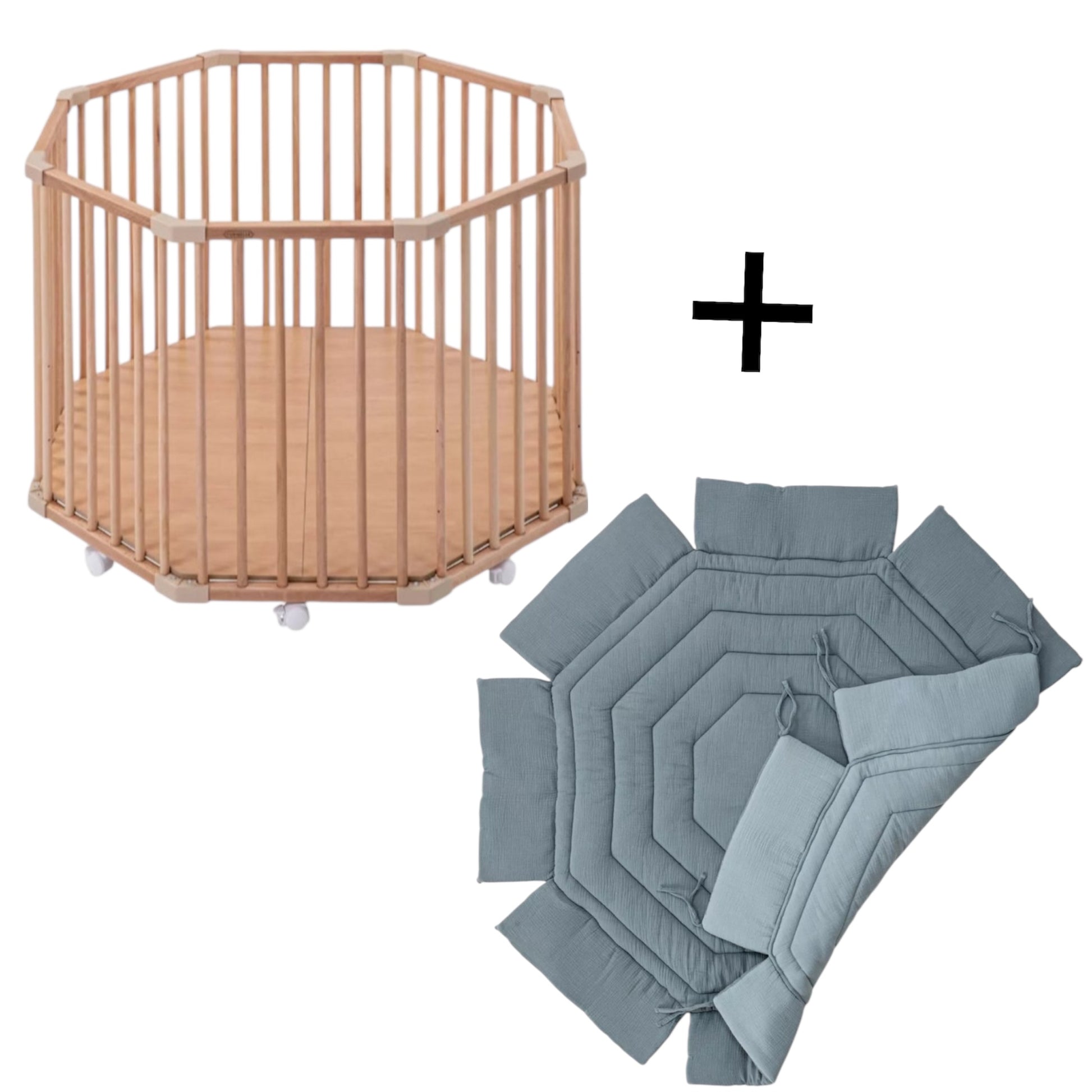 Parc Basile octogonal + tapis Gris ardoise COMBELLE