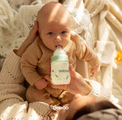 Biberon anti-colique 180 ml (0+ mois) Vert - BABOO BB Cigogne