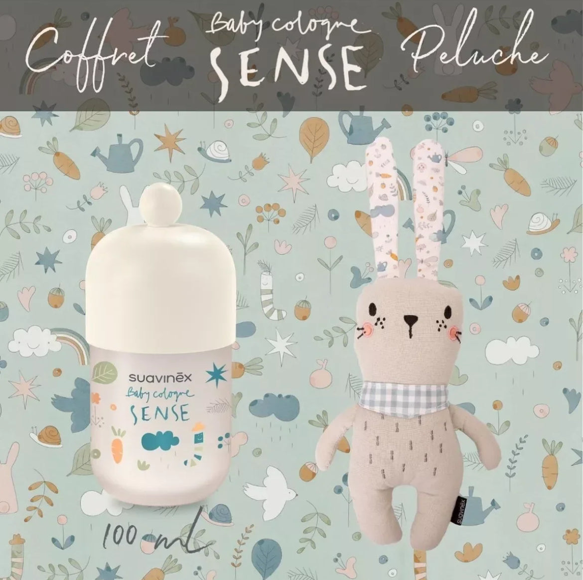 SUAVINEX, SET LAPIN ET COLOGNE SENSE 100ML BB Cigogne