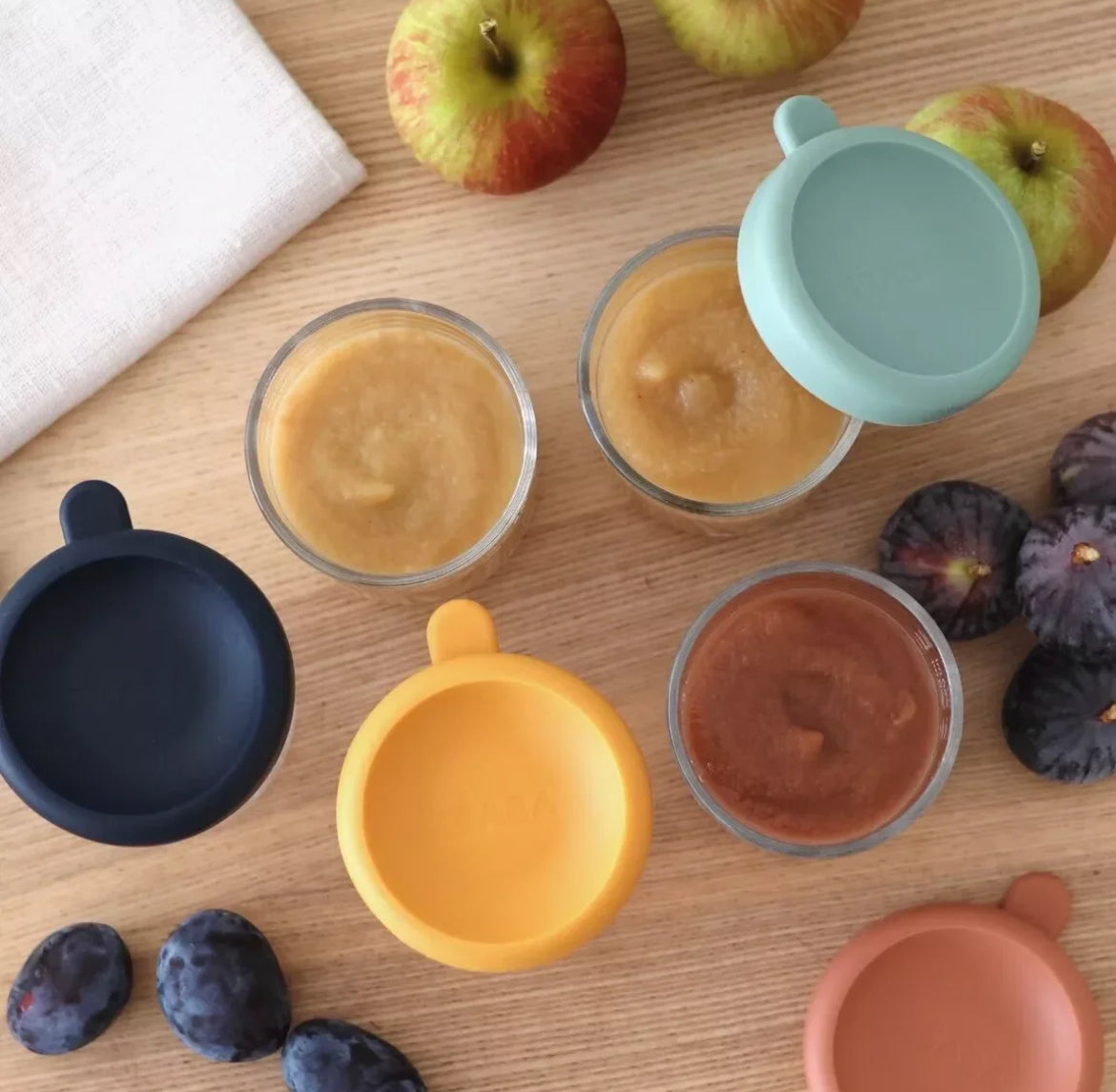 BEABA, Coffret 4 portions verre 250 ml (Sunrise color mix) BB Cigogne