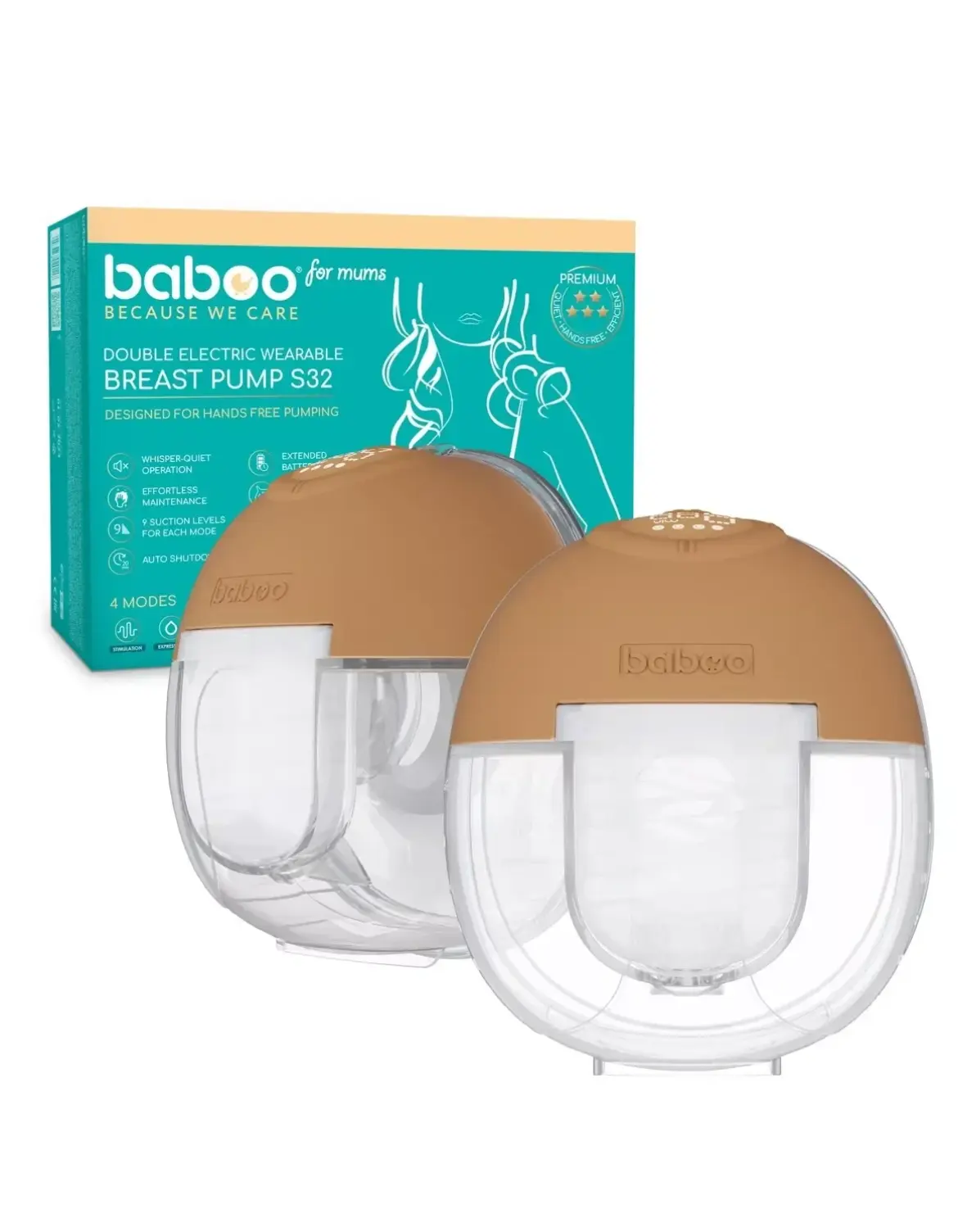 Tire-lait électrique double portable mains libres BABOO x2 -CACAO BB Cigogne