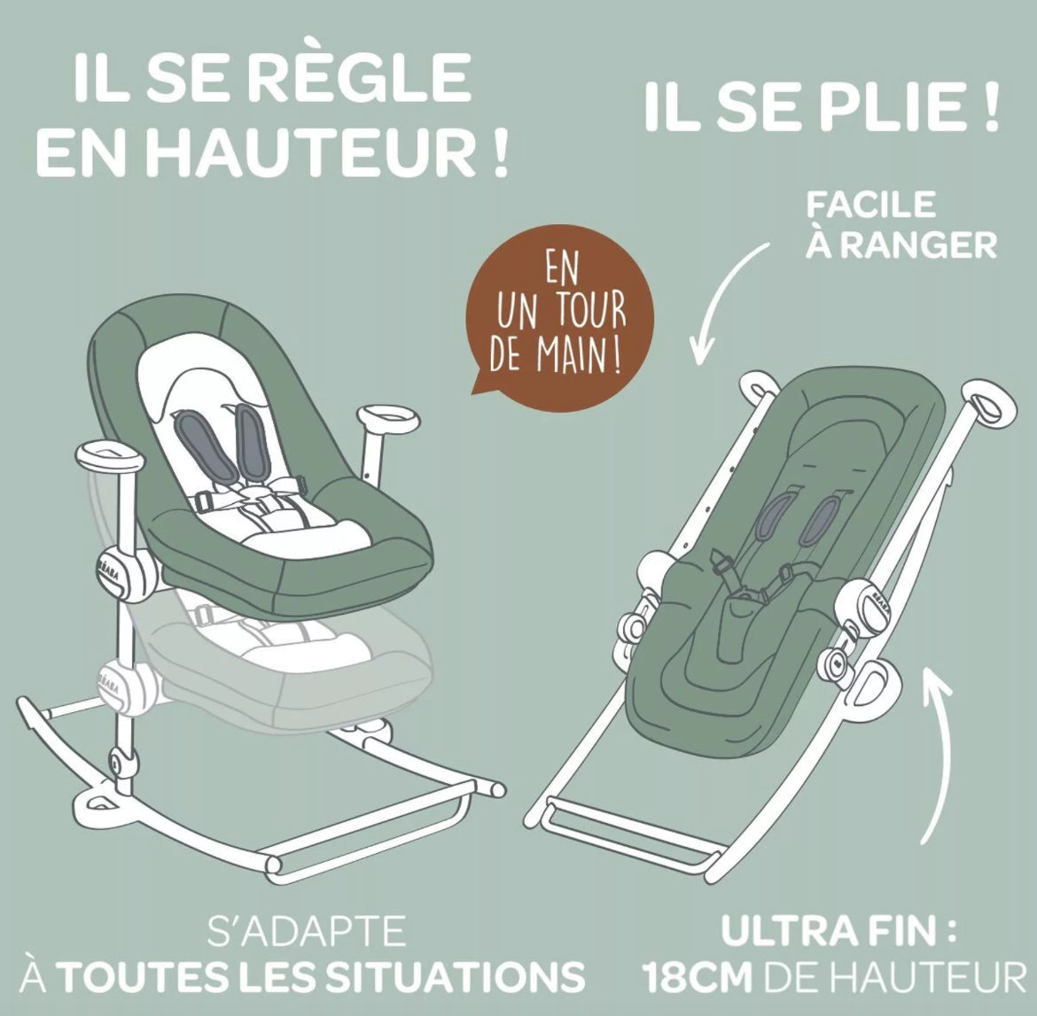 BEABA, Transat Up&Down + Lichen BB Cigogne