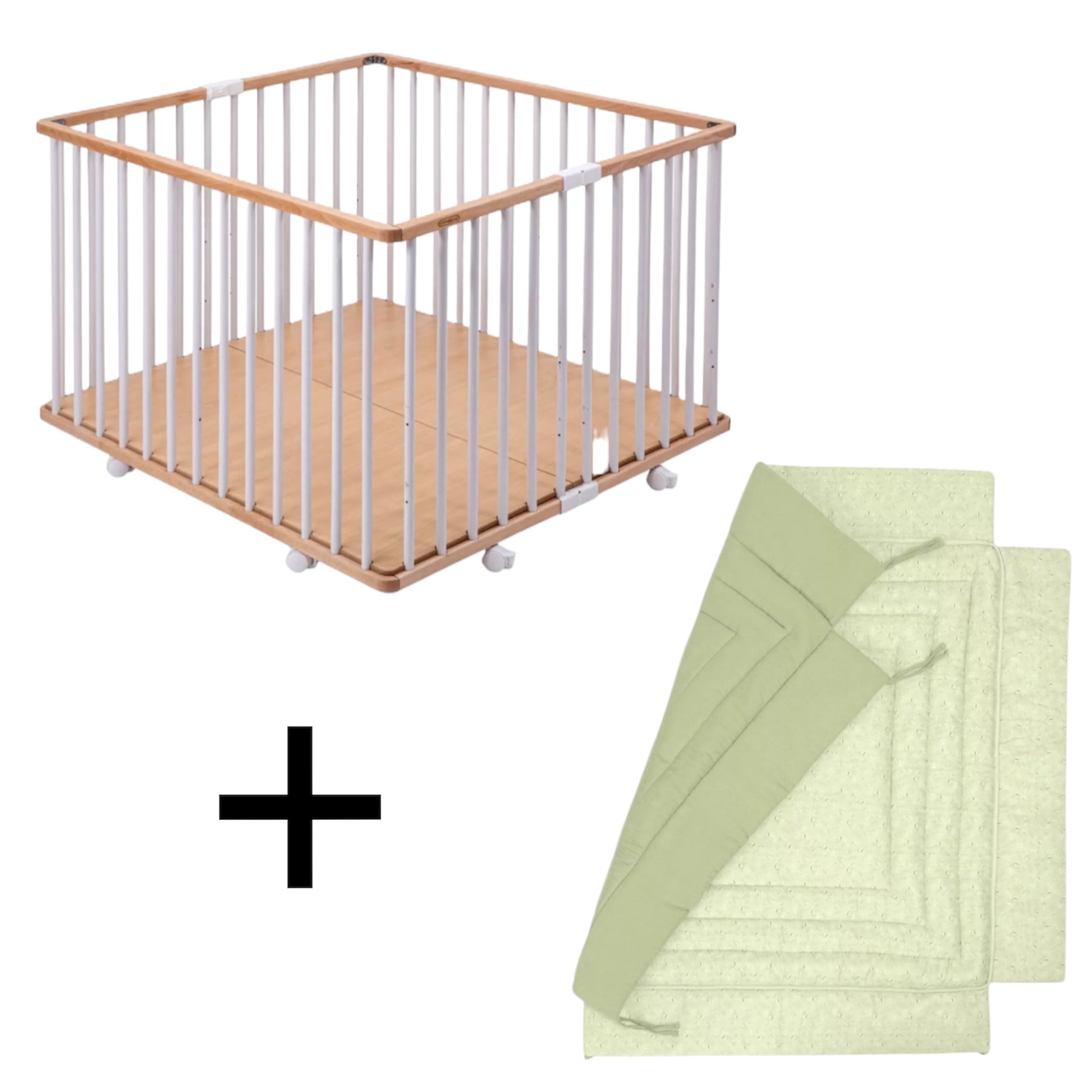 Parc carré Gaby blanc + tapis vert COMBELLE