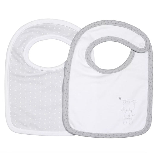 Lot 2 bavoirs - CELESTE BB Cigogne