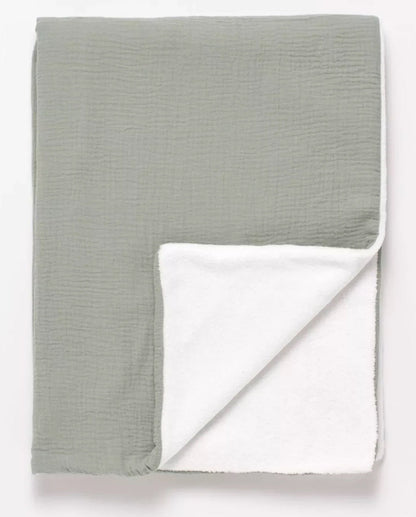 Couverture bébé en gaze de coton et polaire - UNI SAUGE BB Cigogne