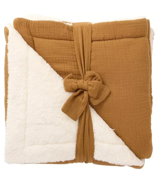 Couverture peluche double gaze & microfibre - HAVANE BB Cigogne