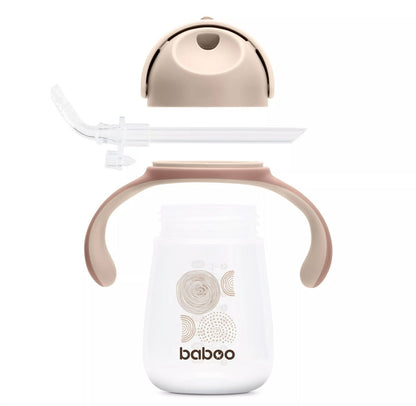 Tasse BABOO® avec paille en silicone, 260 ml, Au Naturale, cacao, 9 mois et + BB Cigogne