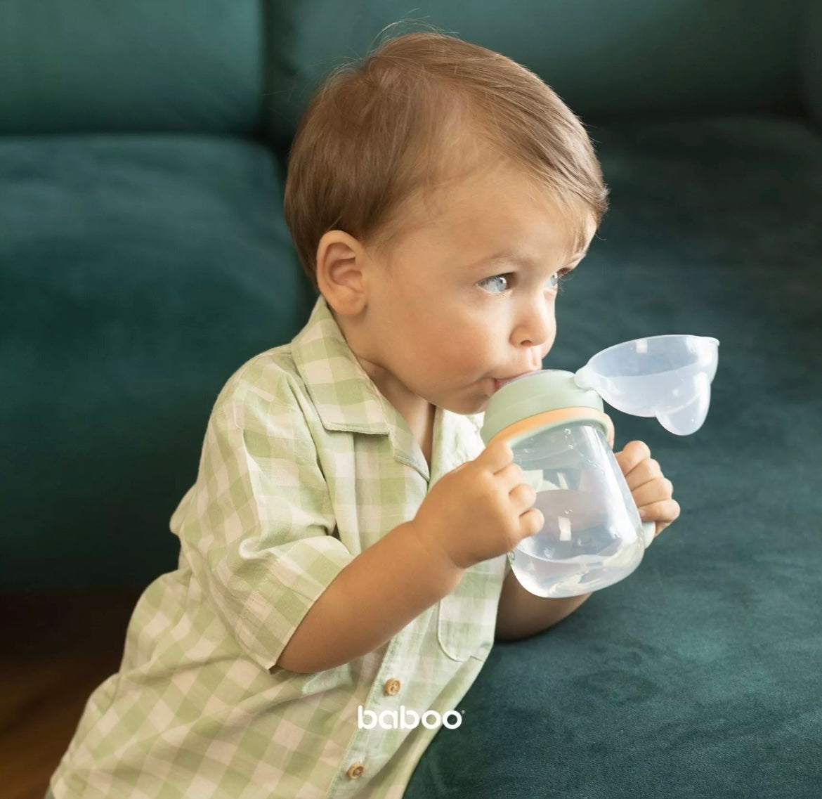 Tasse BABOO® avec bec verseur en silicone, 260 ml , pêche , 6 mois et +