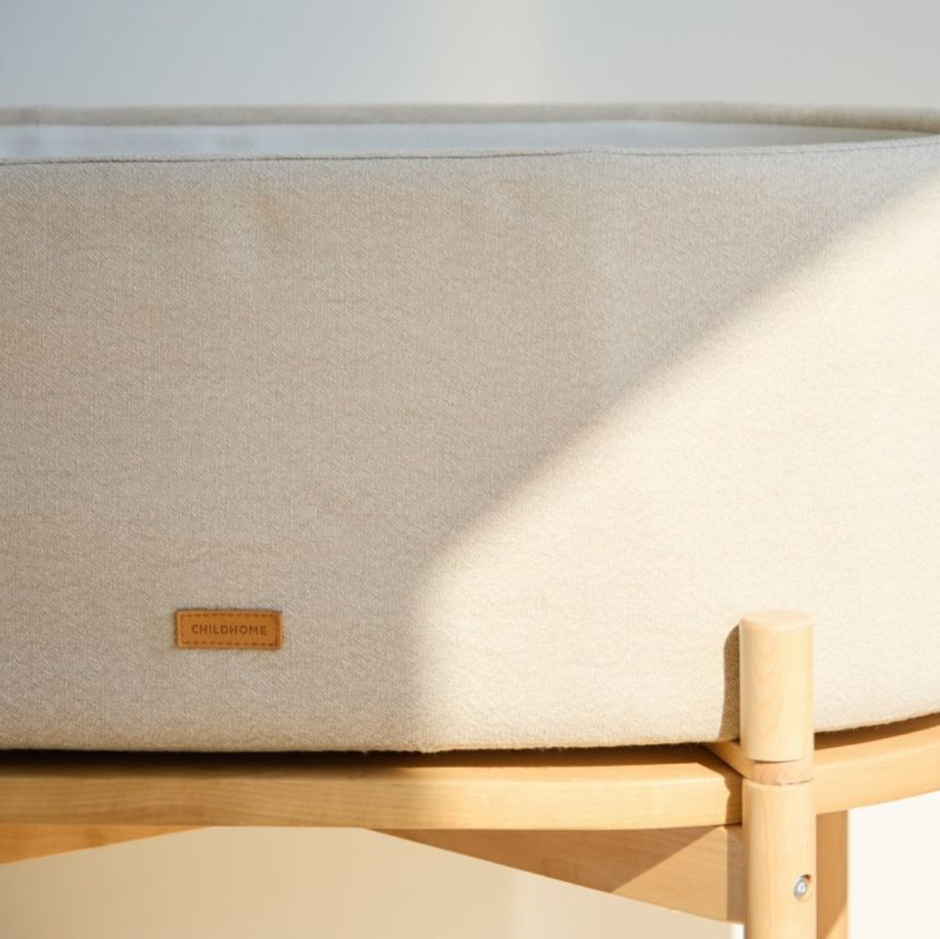 Nouveauté ! CHILDHOME, Berceau en lin - Beige BB Cigogne