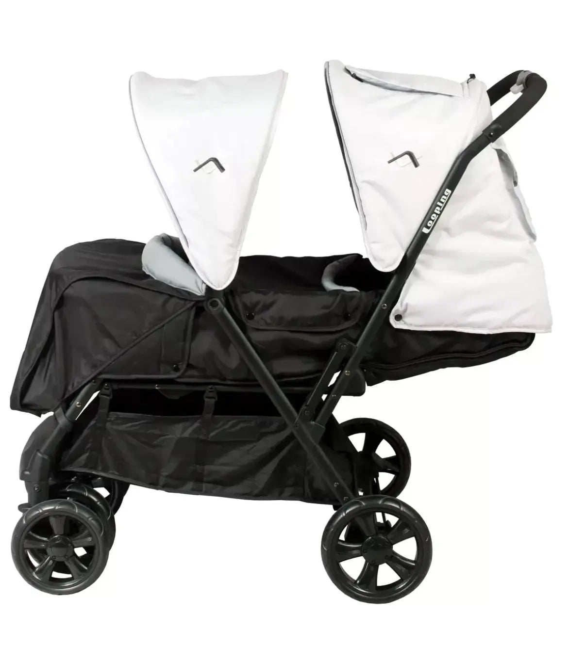 Poussette Double - Gris clair (Habillage Pluie Inclus) Looping