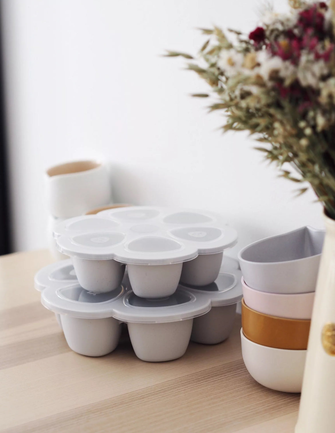 BEABA, Multiportions silicone 6 x 90 ml light mist BB Cigogne