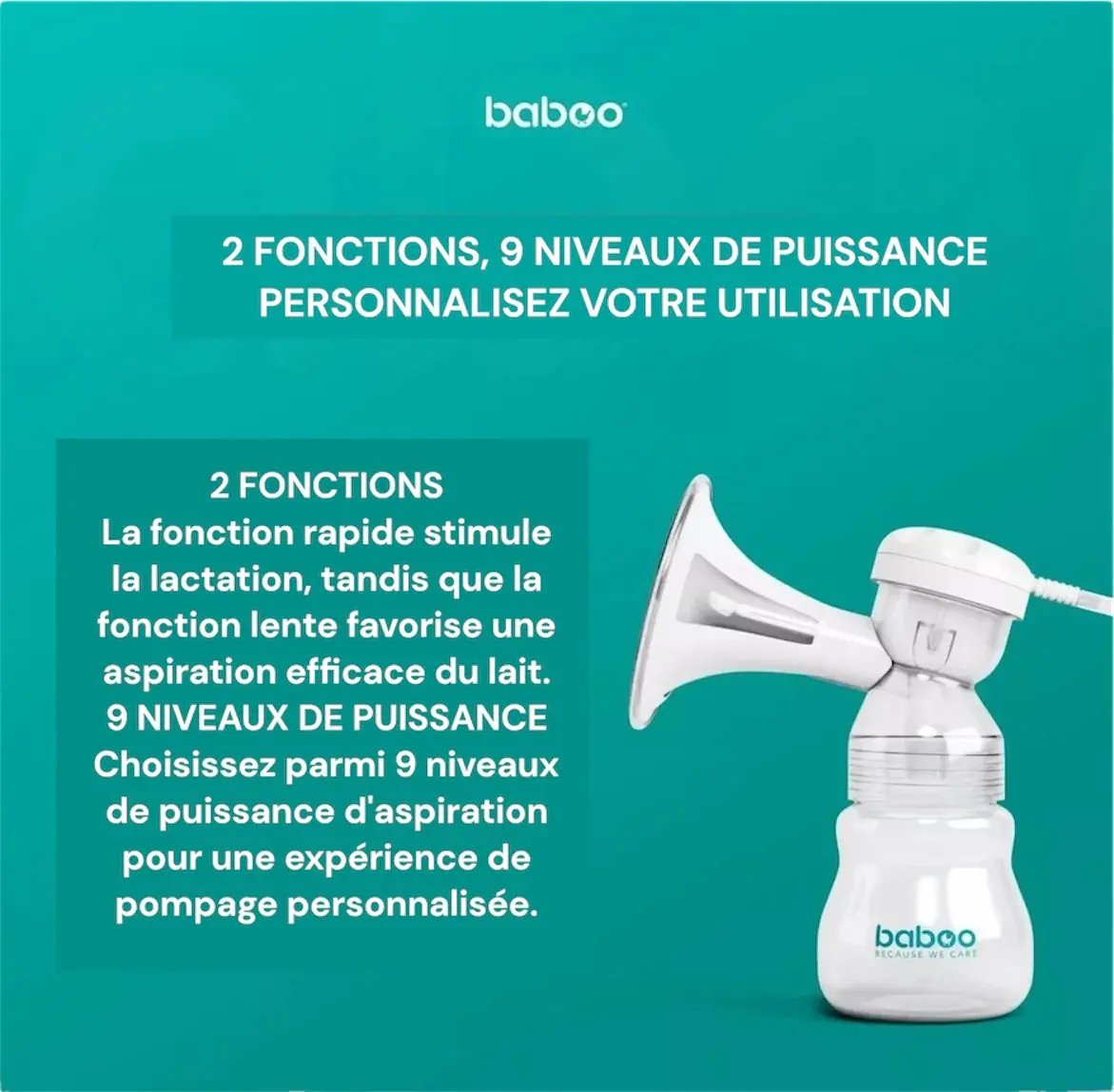 Tire-lait électrique BABOO avec technologie d'aspiration 3D BB Cigogne