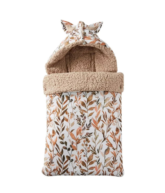 Nid d’ange en coton imp. feuillages doublé sherpa ourson BB Cigogne