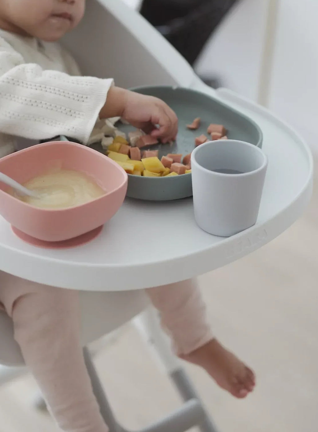 Coffret repas silicone 4 pièces BEABA - GRIS/ ROSE BB Cigogne