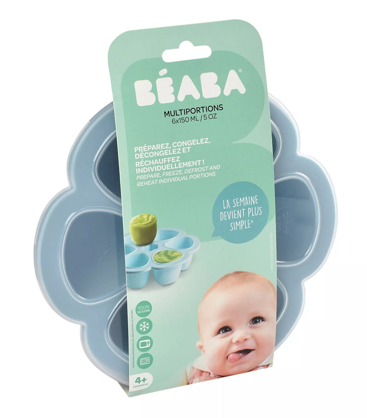 BEABA, Multiportions silicone 6 x 150 ml windy blue BB Cigogne